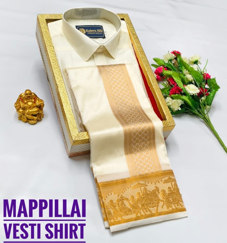 Wedding Pattu Dhoti Shirt