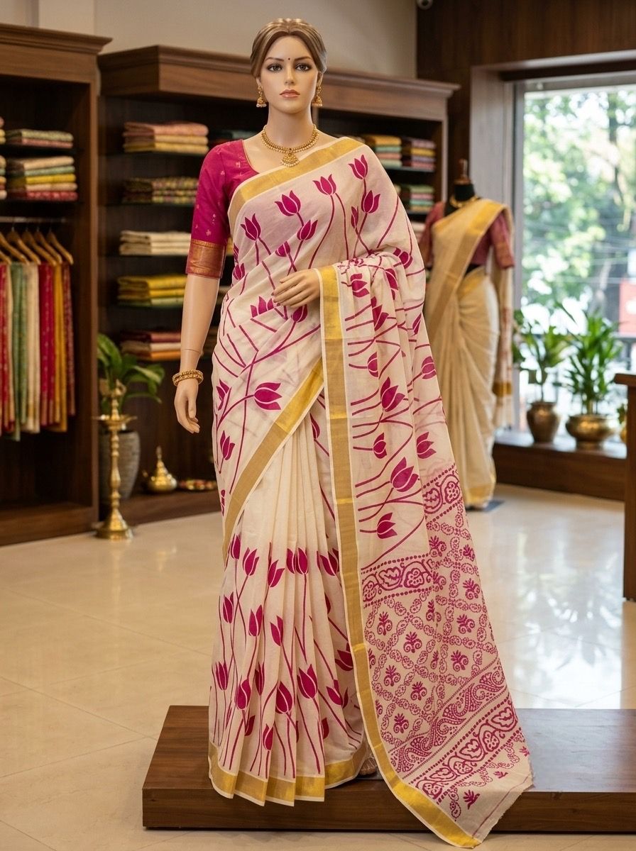 Printed Work Kerala Cotton