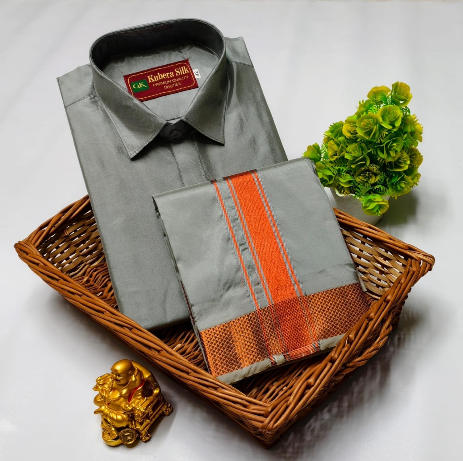 Wedding Pattu Dhoti Shirt