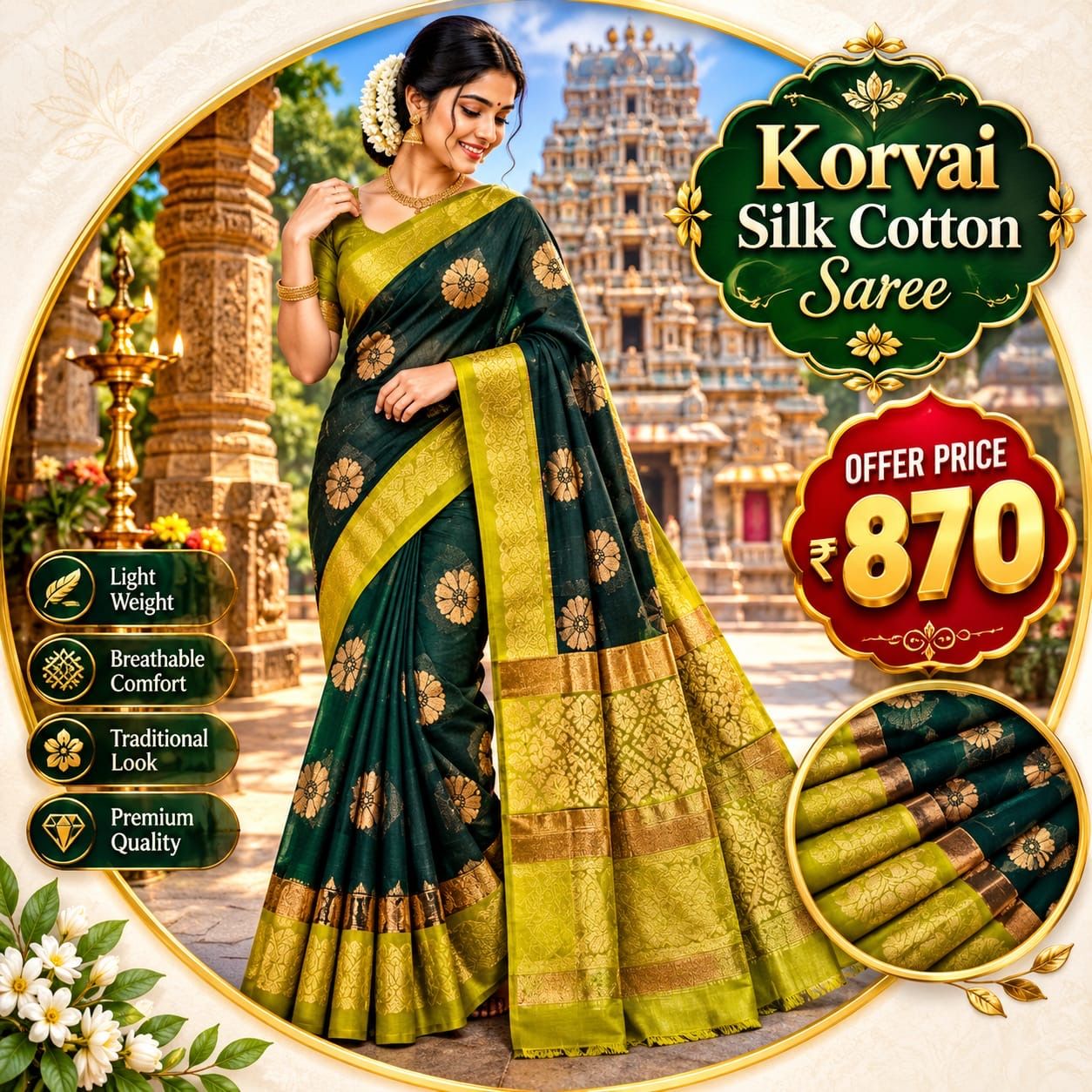Korvai Silk Cotton Sarees