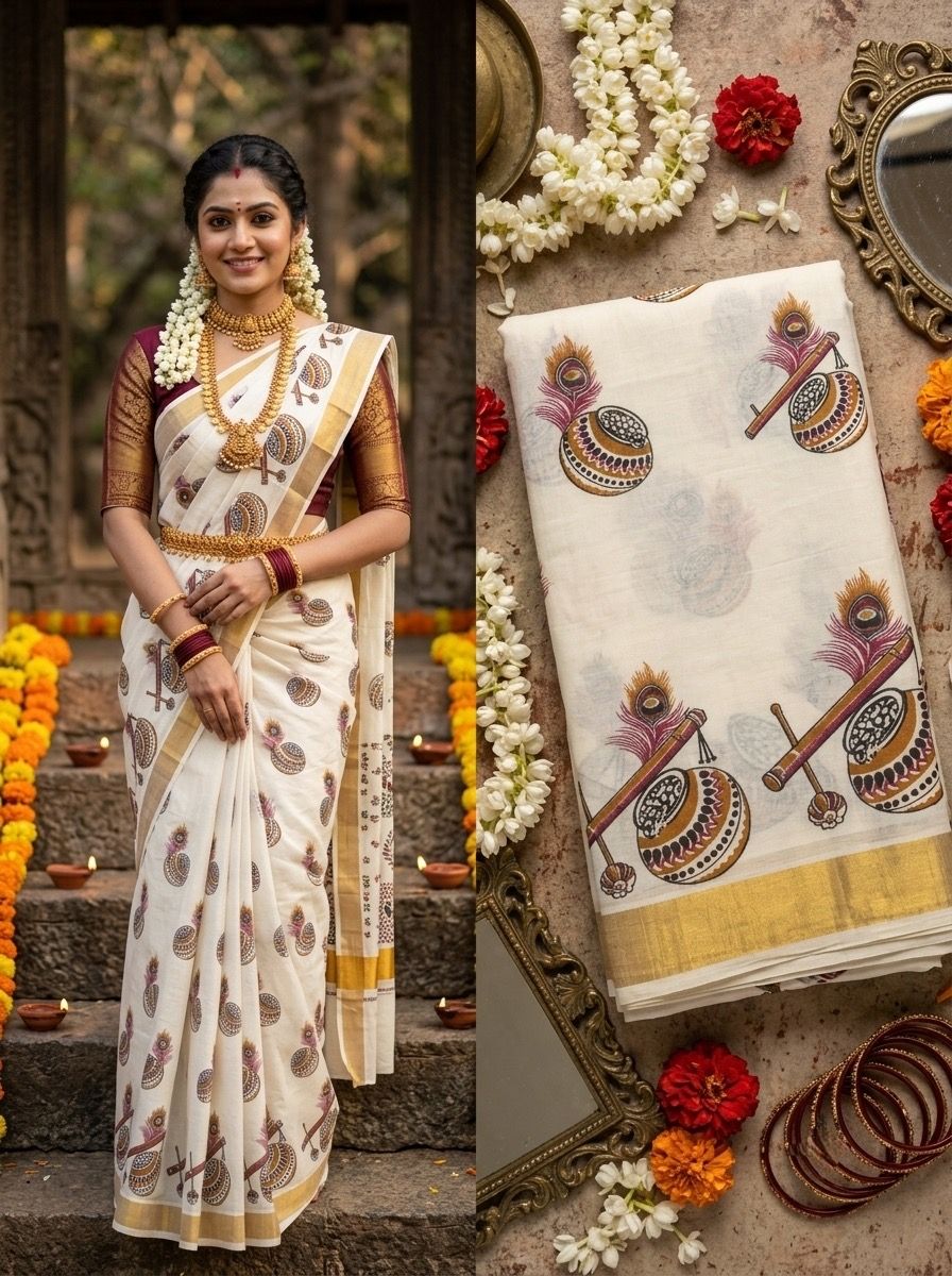 Printed Work Kerala Cotton