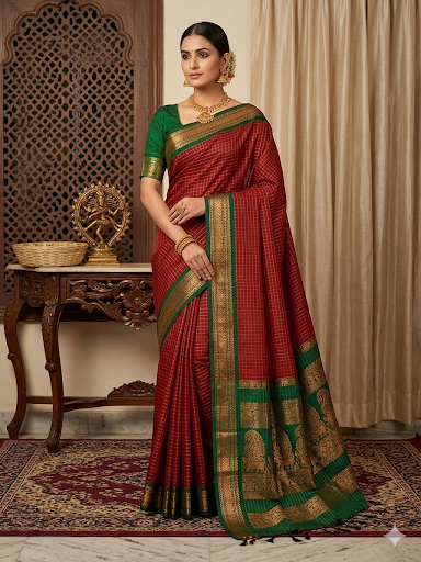 Checked Kalyani Cotton Sarees