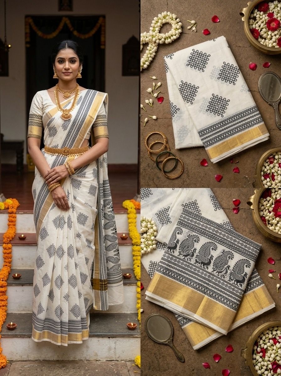 Printed Work Kerala Cotton