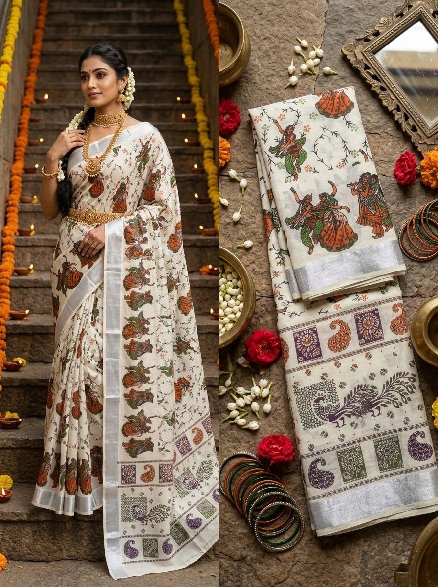 Printed Work Kerala Cotton