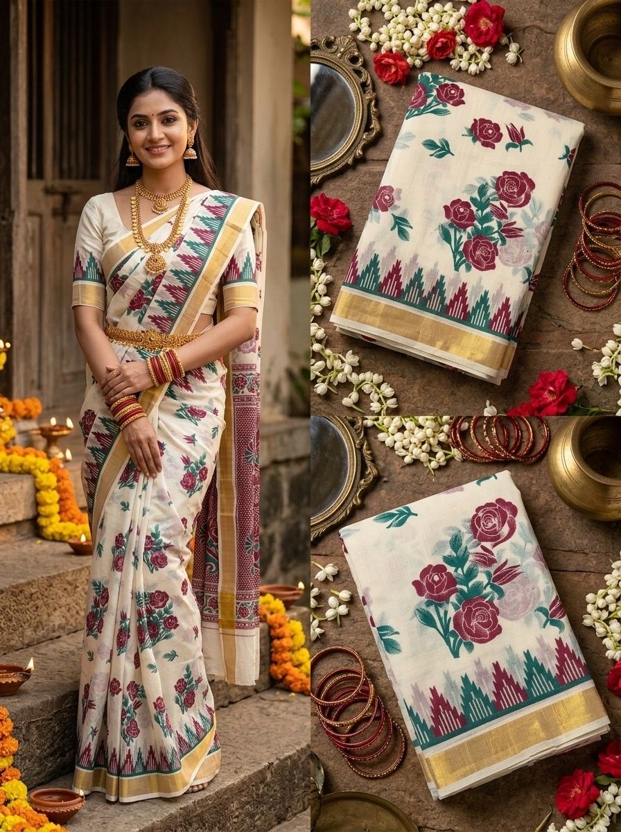 Printed Work Kerala Cotton