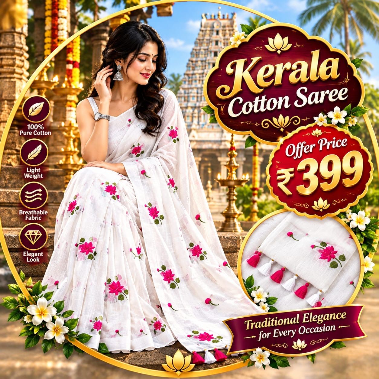 Printed Work Kerala Cotton